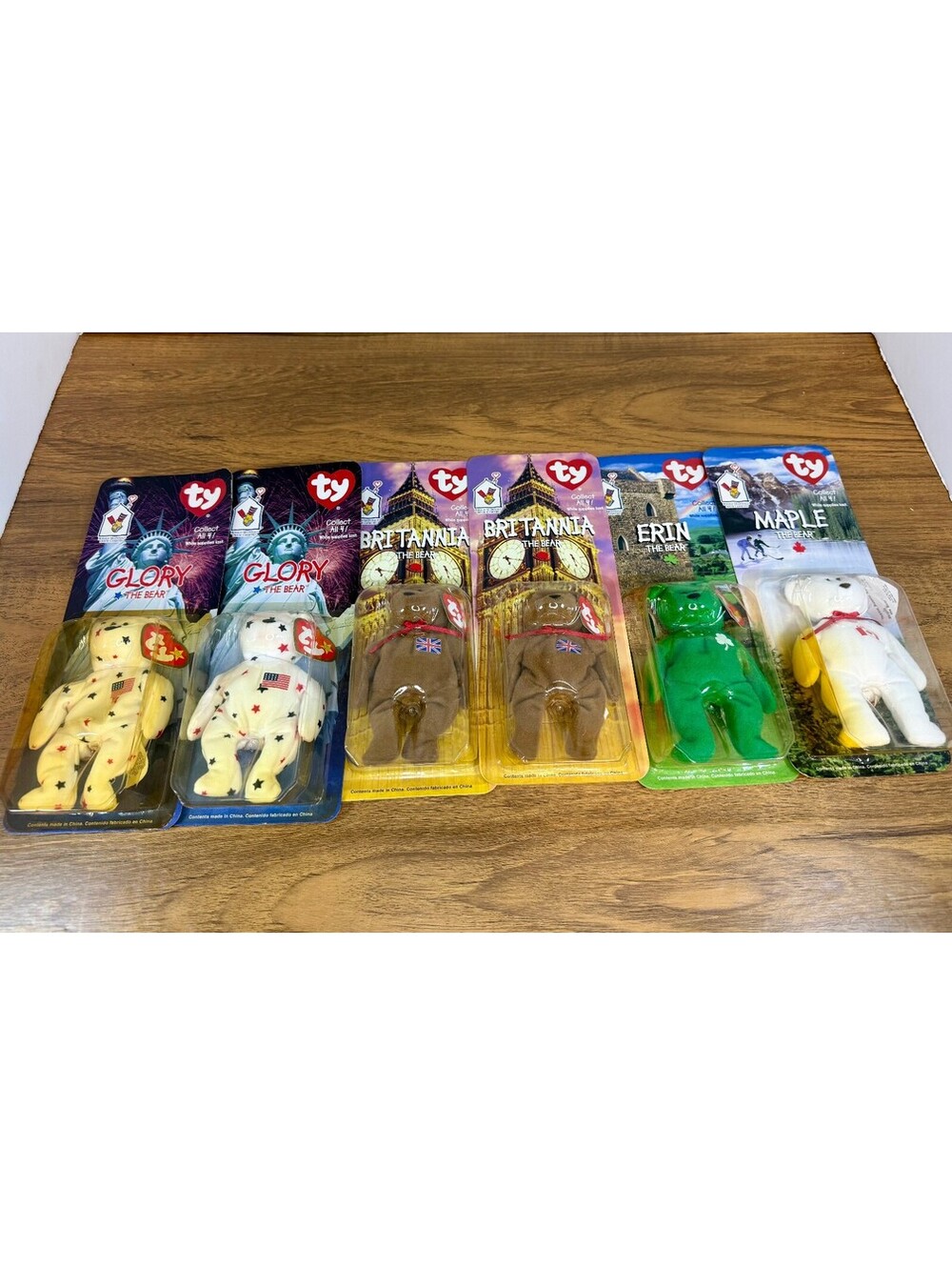 1999 McDonald's Ty Teenie Beanie Babies International Bears Set of 6 Sealed